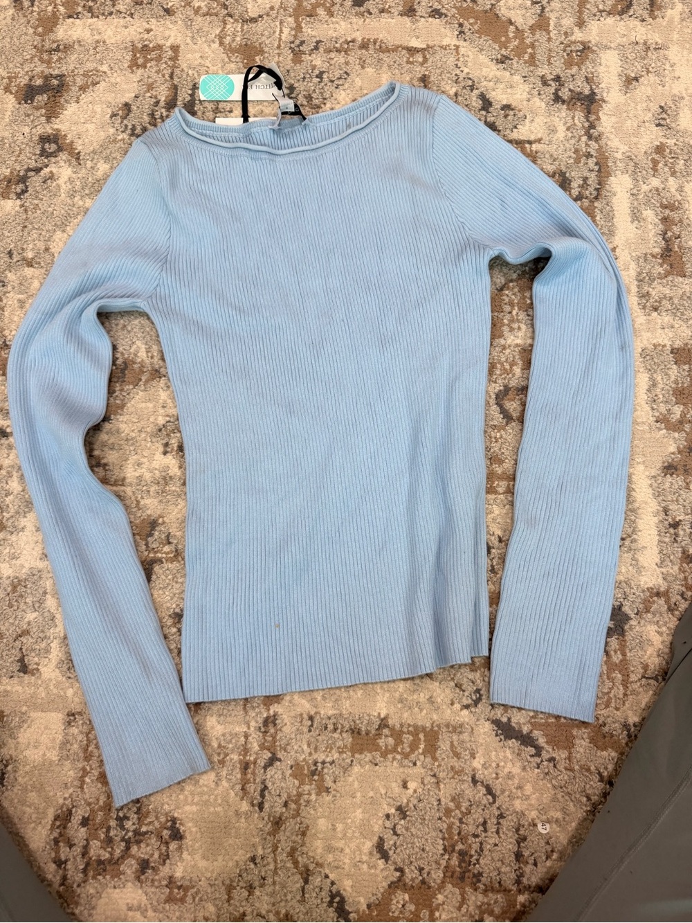 Vadie boat neck long sleeve ribbed sweater